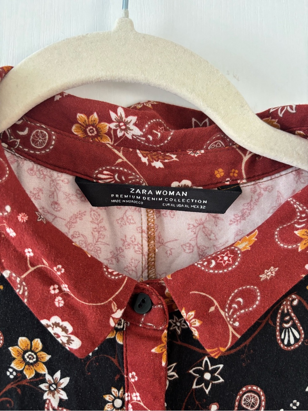 Zara Woman Patchwork Paisley Floral Maxi Shirt Dress XL Boho Prairie Whimsigoth - Picture 6 of 12